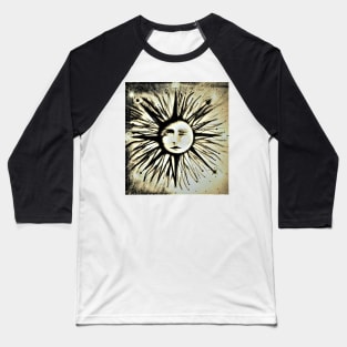 op art sun face astrology stars deco man in moon art Baseball T-Shirt